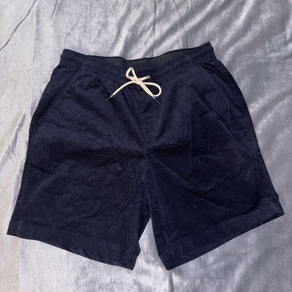 Free Assembly Men's Navy Corduroy Drawstring Casual Shorts Elastic Waist